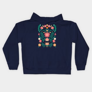 Pink and orange farmhouse flowers Kids Hoodie